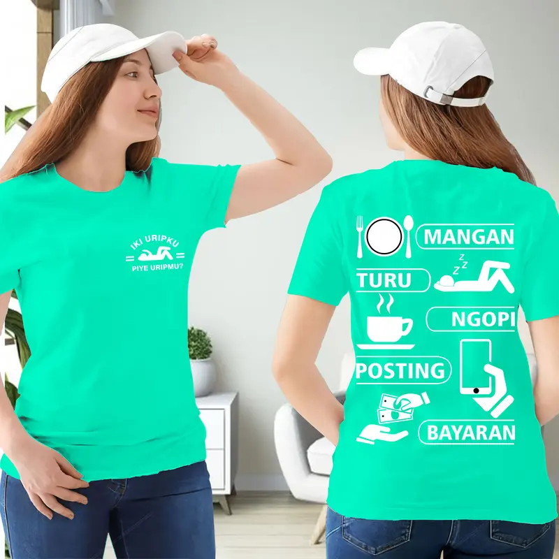 kaos kata-kata MANGAN TURU NGOPI POSTING BAYARAN Bahan cotton combet,Atasan Pria wanita Harian viral kekinian,T-shirt Distro Nyaman di pakai 6