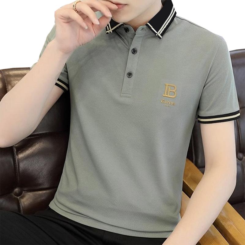 Áo thun nam có cổ tay ngắn vải thun mềm co giãn Top Menswear Polo Cotton Shirt Ngắn Tay