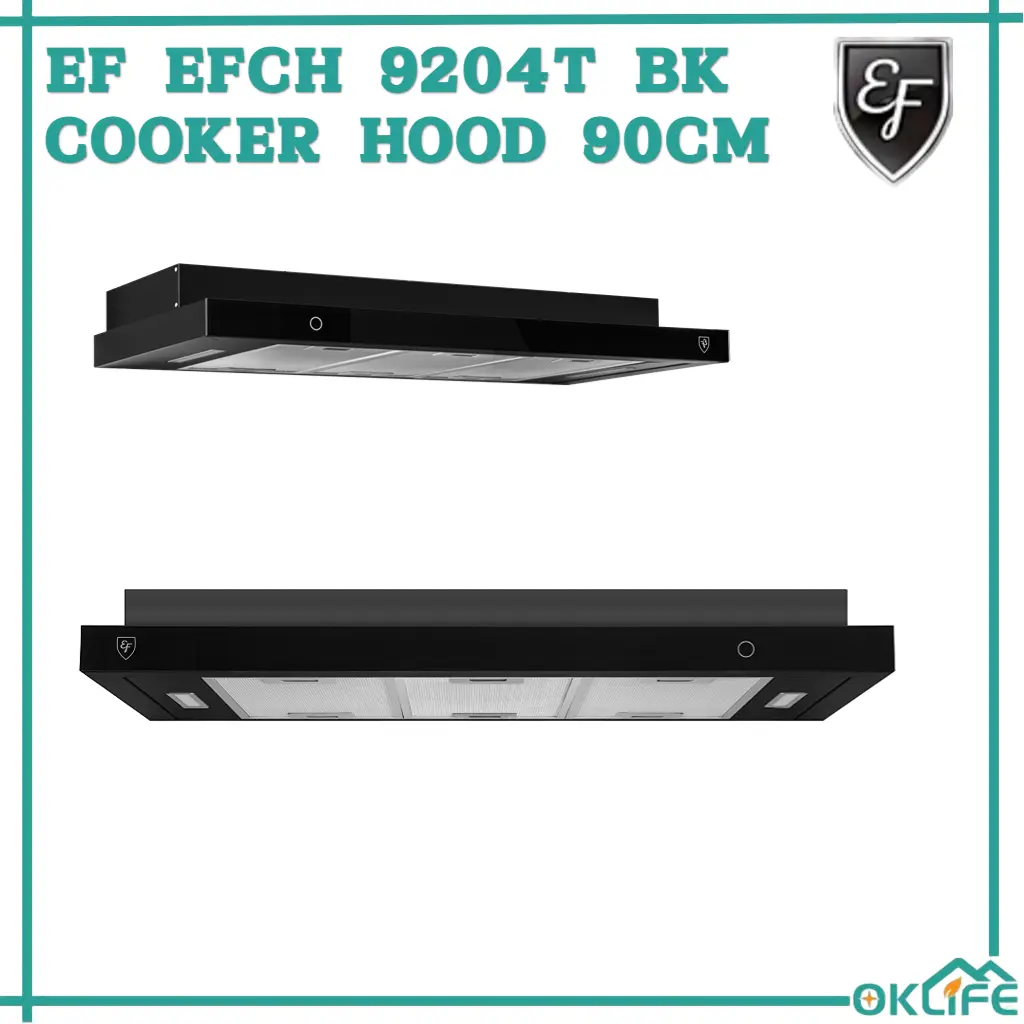 [OKLIFE. SG]EF EFCH 9204T BK Cooker Hood Conventional Hoods Slim Hoods 90CM