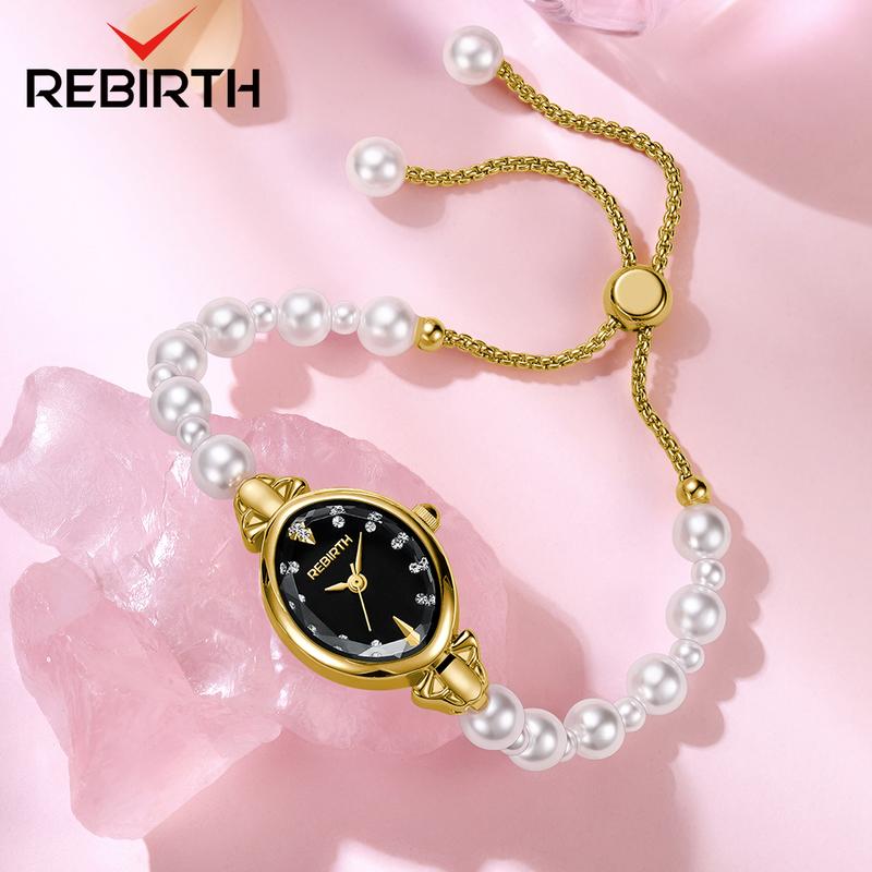 REBIRTH Jam Tangan Wanita Gelang Anti Air Original Korea Elgant Model Tali Mutiara Jam Tangan Cewek   REL0136 3