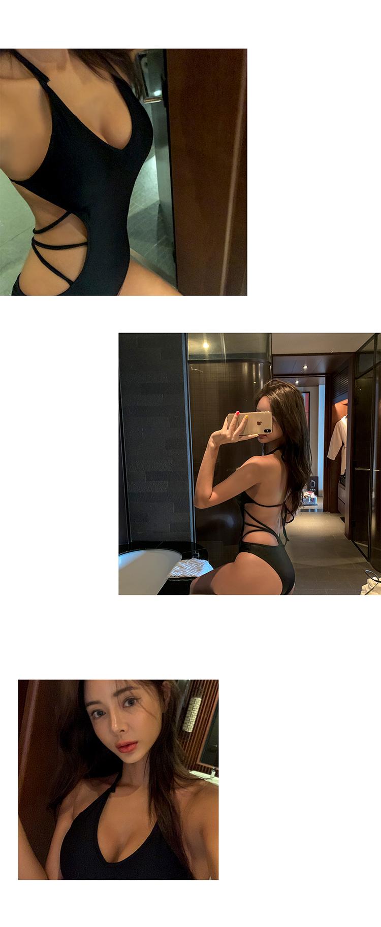 Product Introduction of Women's One Piece Swimsuit Neck Double Straps Crisscross Back Tie Bathing Suit 2