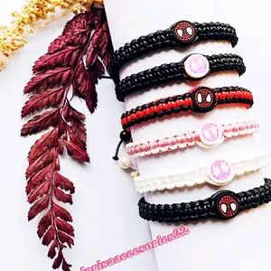 Gelang Couple VIRAL Spiderman Miles & Guenn Rajut Tali Kulit Korea Waterproof - Bracelets Elegan