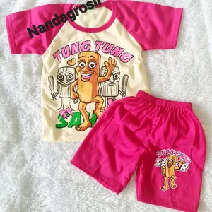SETELAN BAJU ANAK PEREMPUAN ANOMALI TUNG TUNG TUNG SAHUR USIA 1-10THN/BAJU KAOS ANAK PEREMPUAN TUNG TUNG SAHUR USIA 1-10THNFashionsetelananakanomali