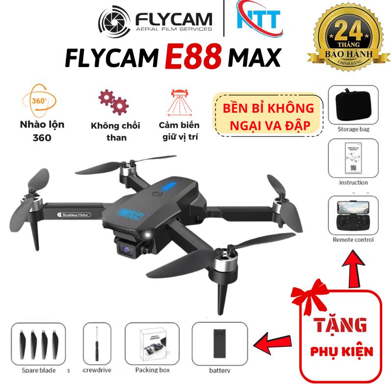 Flyacam giá rẻ quốc dân E88 max, Flycam tập bay , tập chơi. Có động cơ không chổi than. Cảm biến bụng giữ vị trí khi bay. Chất liệu nhựa ABS cao cấp chống va đạp, bền bỉ bay không sợ hỏng vỡ