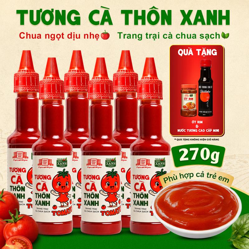 Combo 6 Tương ớt Thôn Xanh chai 270g - ít cay ít mặn trẻ em dùng đư