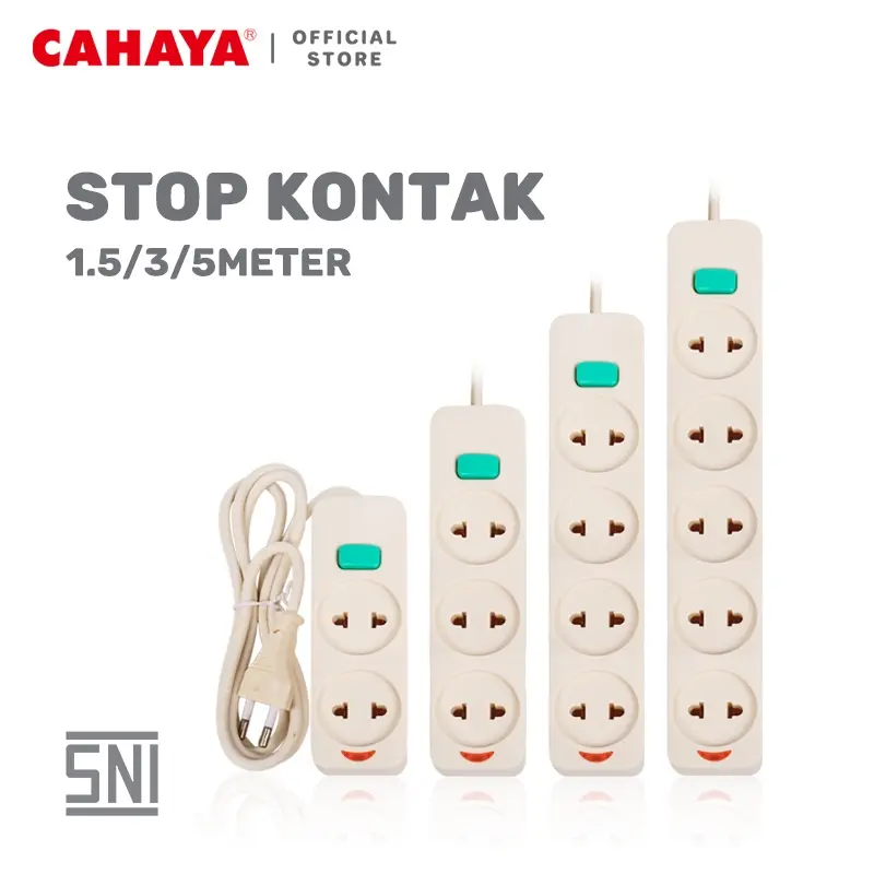 CAHAYA - Stop Kontak Gepeng/ Kabel 2/3/4/5 Lubang & 1.5/3/5M / Stop Kontak Gepeng SNI / SC-752/3/4/5