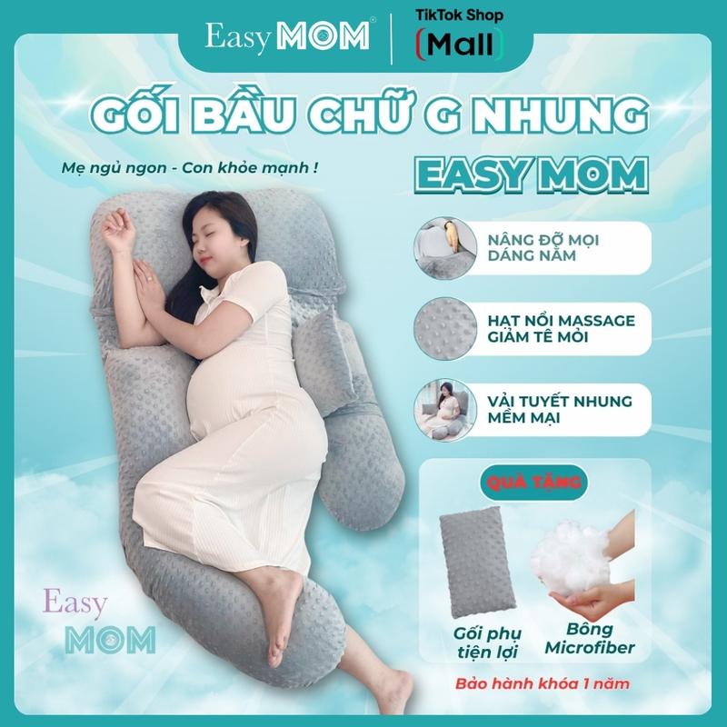 Gối bầu chữ G Easy MOM, Gối ngủ thiết kế mới chỗ để tay, nâng đỡ hỗ trợ giảm đau lưng cho bà bầu