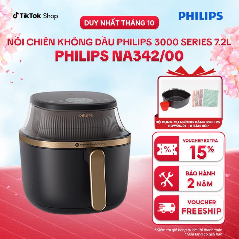 [DEAL SỐC] Nồi Chiên Không Dầu Philips NA342/00 7.2L Công Nghệ RapidAir Plus Tiết Kiệm Thời Gian & Điện Năng Giữ Món Ăn Ngon