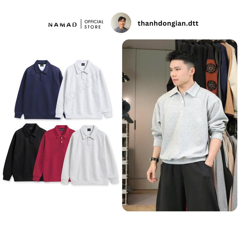 Namad x Thành Đơn Giản Áo Polo Sweater Nam Nữ Basic Form Suông Dài Tay Cổ Bẻ Chất Liệu Ne 2 Da Cao Cấp Giữ Nhiệt Tốt Namad