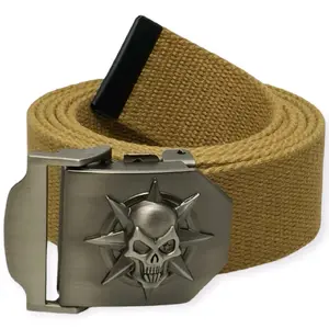 Sabuk ikat pinggang pria tactical KATUN CANVAS kepala besi tebal Premium 16T Model jepit