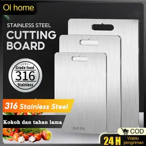 【COD】Talenan Multifungsi 2 Sisi Stainless Steel cutting board Talenan Anti Bakteri dan Jamur Food Grade Kitchen Tools