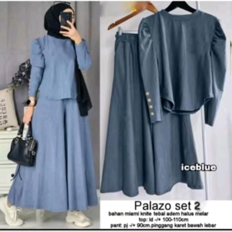 PALAZO SET 2 RIB KNIT CELANA KULOT TANGAN BALON INARA LD 110 / PALAZO SET POLOS / ONE SET OOTD WANITA KEKINIAN / BAJU SETELAN FASHION MUSLIM / ONE SET WANITA JUMBO DEWASA / SETELAN WANITA MUSLIM KEKINIAN / SET AISYA / SET PALAZO / SET LISA 0