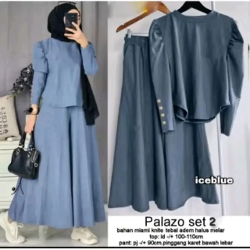 PALAZO SET 2 RIB KNIT CELANA KULOT TANGAN BALON INARA LD 110 / PALAZO SET POLOS / ONE SET OOTD WANITA KEKINIAN / BAJU SETELAN FASHION MUSLIM / ONE SET WANITA JUMBO DEWASA / SETELAN WANITA MUSLIM KEKINIAN / SET AISYA / SET PALAZO / SET LISA 0