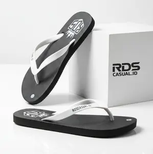 RDS CAUAL.ID Sandal Jepit Pria Variasi Warna Hitam Abu Putih Merah Biru Logo RDS Stylish Nyaman untuk Penggunaan Sehari-hari Sendal Bulu Tan