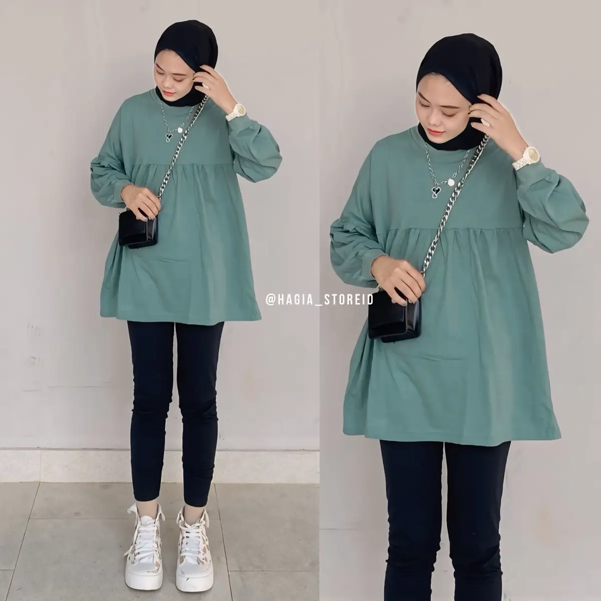 Lofi blouse bahan kaos premium by hagia | blouse kerut | atasan wanita Muslim