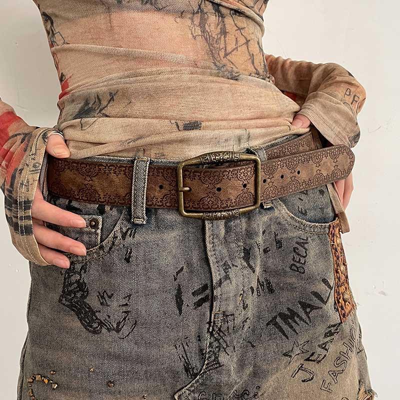 ikat pinggang wanita gaya Amerika baru y2k belt gesper emas gadis seksi vintage rasa kemewahan sabuk bergaya etnik dengan jeans tali pinggang fashion wanita bgs beber baju