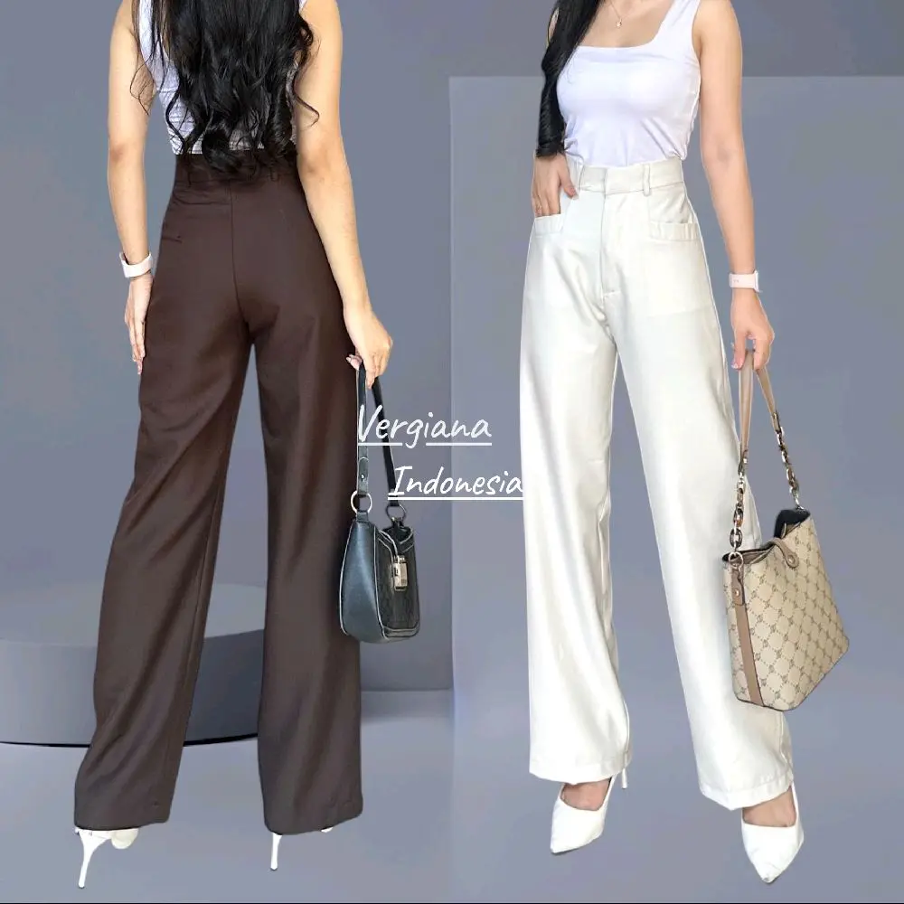 Vf - Vara Highwaist Pants - Celana Kulot Highwaist Ara Pants Loose Pants Wanita Panjang Wol Premium Tebal Nyaman Kantor Formal Kerja