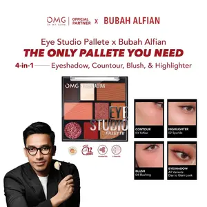 OMG OH MY GLAM Eye Studio Palette, Create Your Unlimited Looks! Oh My Glam x Bubah Alfian Eye Studio Palette 8.5gr (Eyeshadow, Contour, Blush, Highlighter) (OMG)