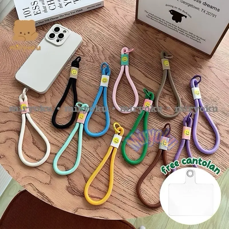 MIRYOKU Strap SMILE gantungan gelang HP universal Phone Lanyard strap mini Gantungan handphone antihilang rantai Multifungsi Korean Keychain 0