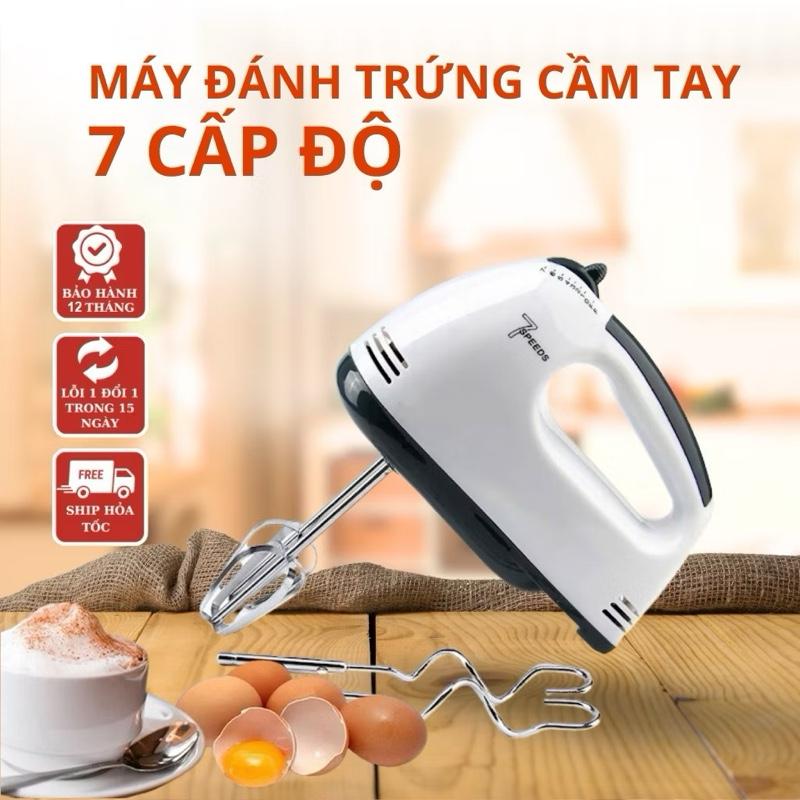 Máy đánh trứng, đánh bột, đánh kem cầm tay 7 tốc độ siêu tiện lợi - Tặng Kèm 4…