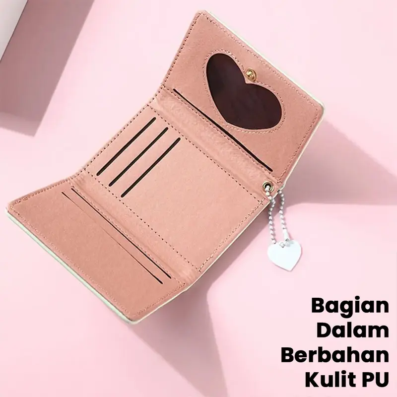 Dompet Lipat Wanita Motif Love Timbul Dompet Mini Wanita  Lucu New Collection BY009 Kartu Kulit 3