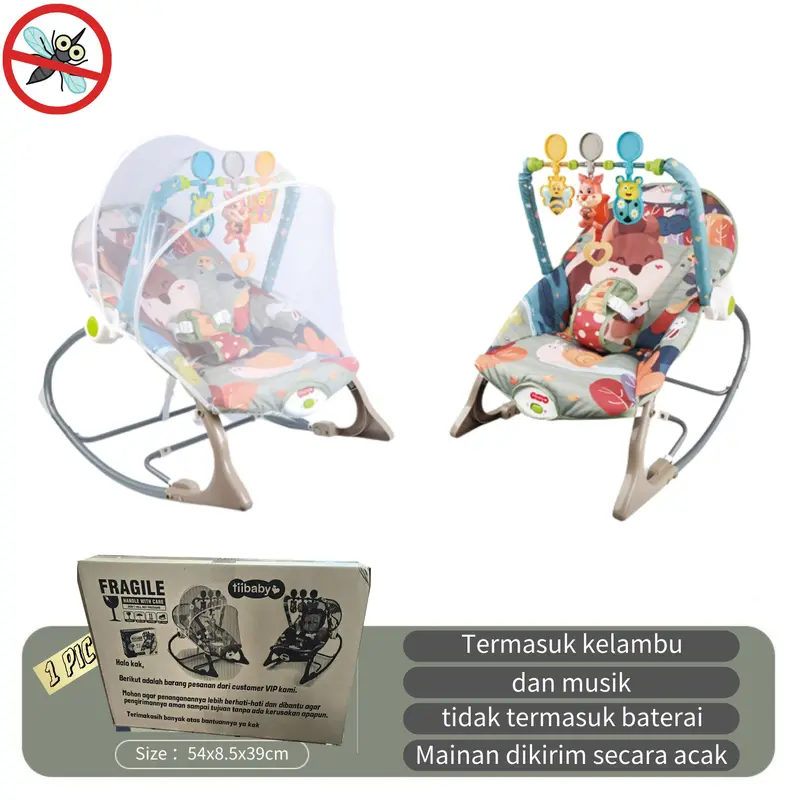 FLYBB Kursi Goyang Manual Bayi /Bouncer Bayi 10 In 1 Premium dilipat music Bouncer 7