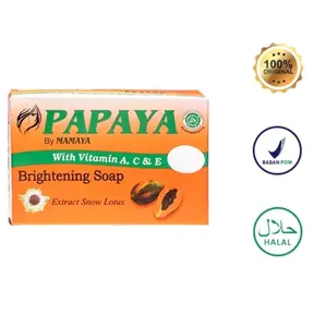 Mamaya SABUN PEPAYA BDL Sabun Pepaya Pemutih Badan dan Wajah 128G dengan Vitamin A C & E Halal