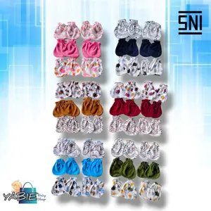 3set (12pcs) Sartaki (sarung tangan & kaki) Bayi Newborn 0-3bulan Seri Motif Viear SNI Cotton 0-3 Bulan