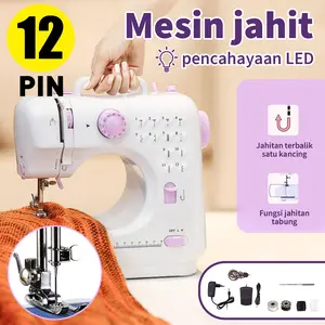 Mesin jahit portabel mini listrik rumah tangga perbaikan kit 12 pin pedal pemula penekan kaki