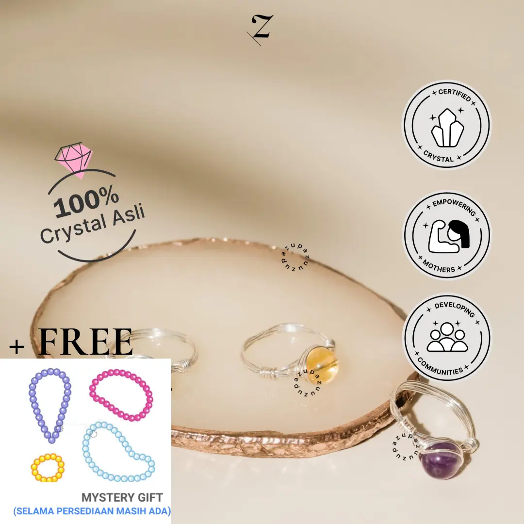 Zupazupazuu - Wire Ring Kawat Crystal Stone Rose Quartz Amethyst - Rose Quartz Memulihkan Hubungan Percintaan [Free Gift Kristal Gelang/Kalung/Cincin Random]