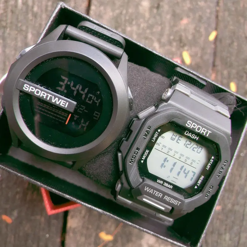 Đồng Hồ Kỹ Thuật Số Chronograph Chính Hãng Cho Nam, Mua 1 Tặng 1, Chống Nước, Miễn Phí Vận Chuyển, Đồng Hồ Thể Thao Đa Năng LED, Thích Hợp Cho Nam 6