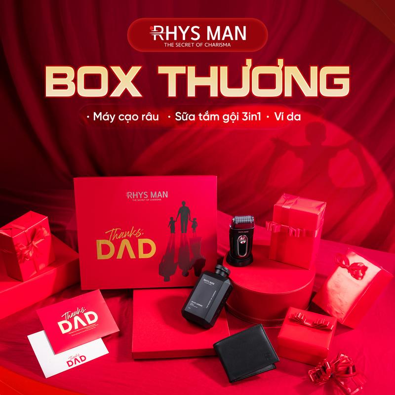 QUÀ TẶNG CHO BỐ Box Thương: Máy cạo râu công thái học 5W & Sữa tắm gội 3in1 350ml & Ví da Rhys Man cao cấp | Tặng kèm Set túi hộp & thiệp sang trọng