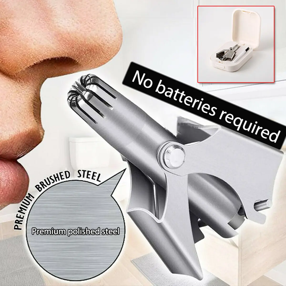 Stainless Steel Nose Hair Trimmer Clipper Cutter Gunting Bulu Hidung Cordless Beard Shaver Rambut Wax Cabut Razor Blade