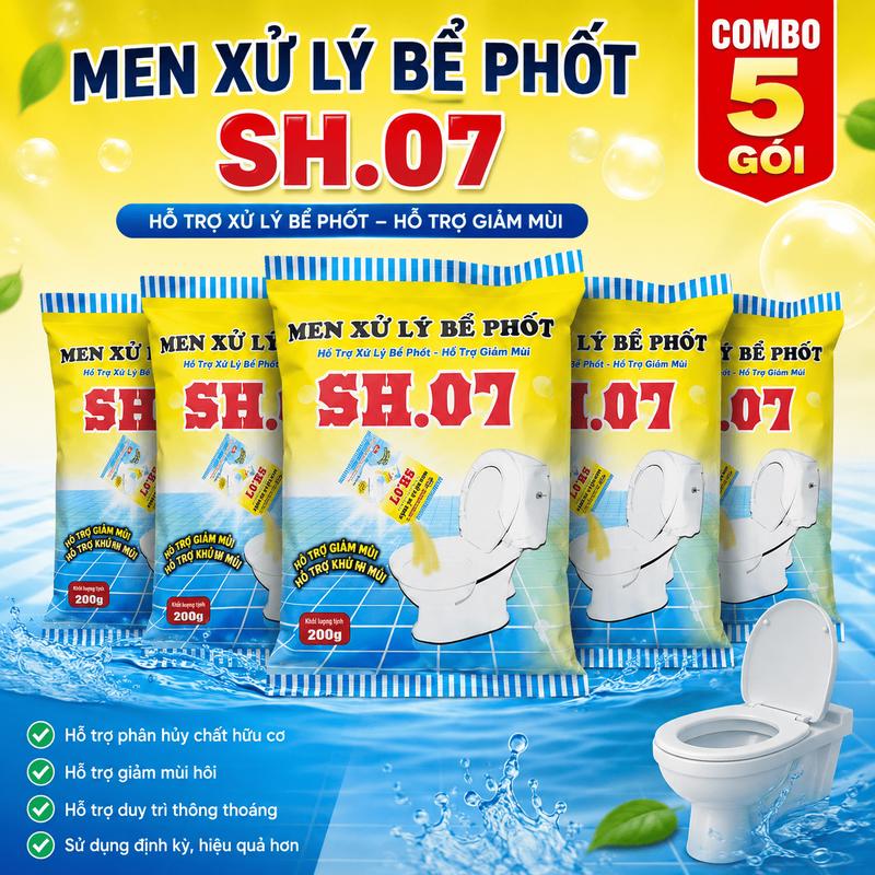 Men Xử Lý Bể Phốt SH07 - Khử Mùi Hôi - Làm Tiêu Phân - Phòng Tắc Nghẽn Hầm Cầu…