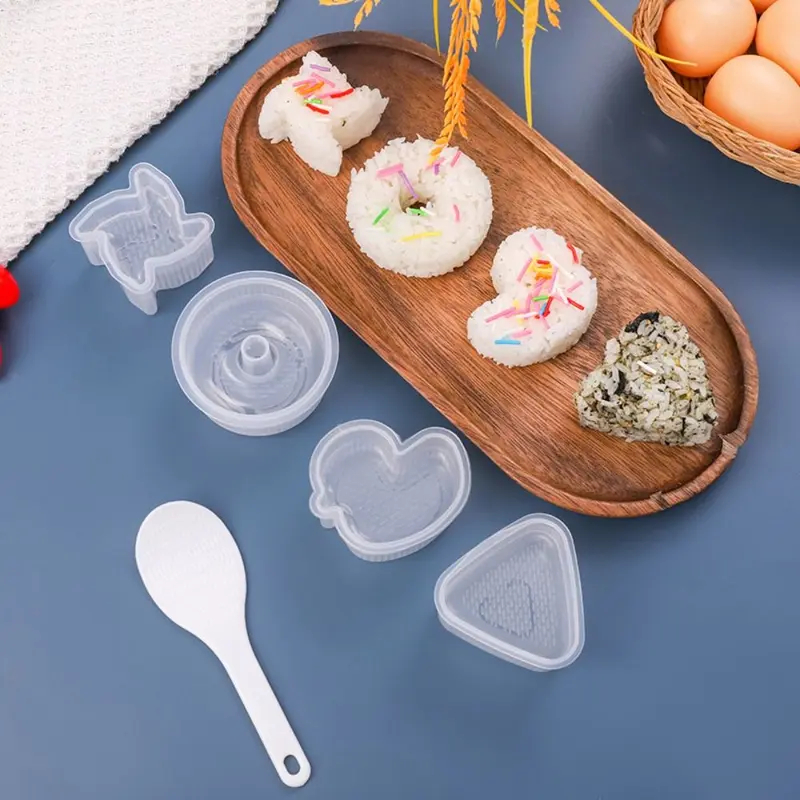 Khuôn Cơm Nắm Tự Làm, Trong Suốt Và Không Dính, Hình Hoạt Hình, Dễ Tạo Hình, Dụng Cụ Làm Sushi, Phụ Kiện Bento, Hàng Mới Về 0