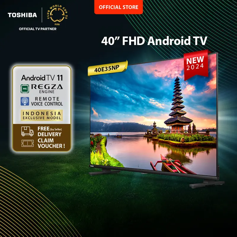 [FHD Google TV] [SPESIAL UNTUK INDONESIA] [KHUSUS ONLINE] Toshiba TV 40" FHD Google TV - Regza Engine PQ Technology Dolby Audio Remote Voice Control Wifi Bluetooth HDMI USB Digital DVB-T/T2 Signal Booster Sport Mode Optical Audio - 40E35NP 0