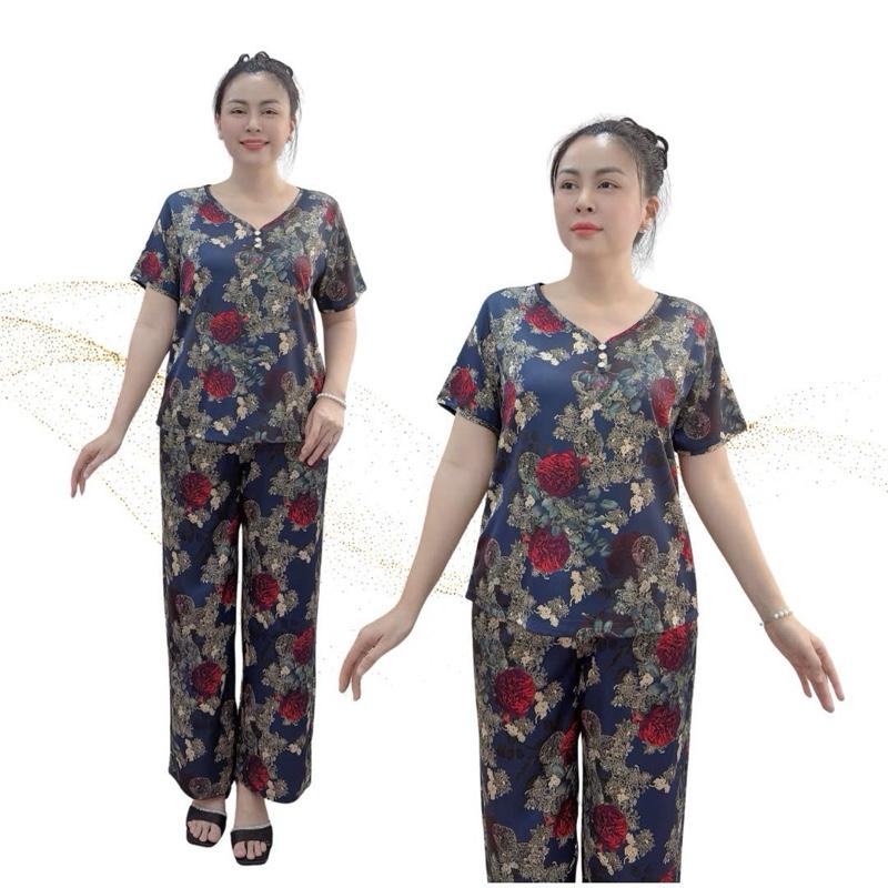 Y31 Bộ Trung Niên Lụa Latin 2 Da Cổ Tim Sang Trọng Chất Mềm Mượt Có Túi Quần Đủ Size S M L XL 2XL Thoáng Mát Hạn Chế Nhăn Nhàu Kiểu Dáng Thoải Mái