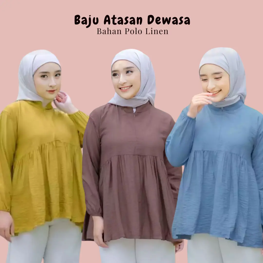 NONI BLOUSE - BAHAN POLO LINEN - ATASAN WANITA - BIG SIZE LD 120cm
