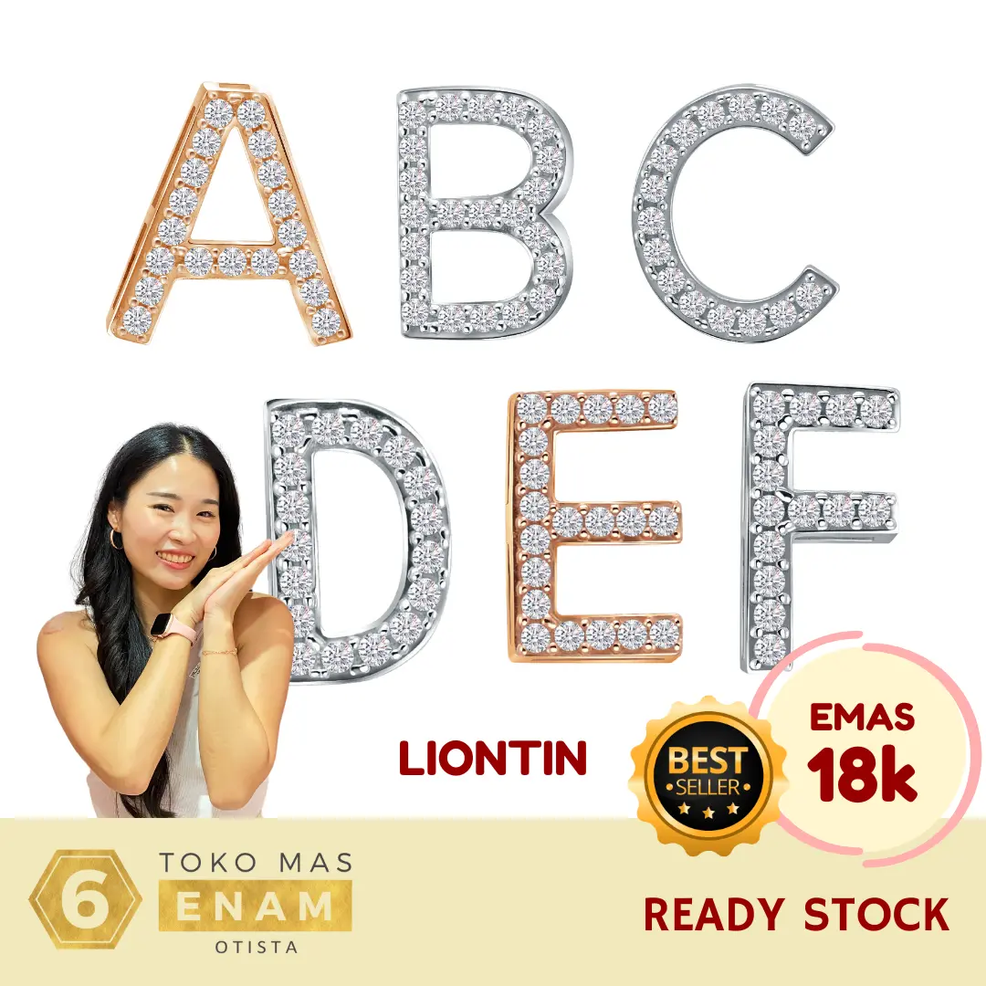 Liontin Emas Huruf Lop U Halagold Prilly Latuconsina - Rosegold/Whitegold 18k