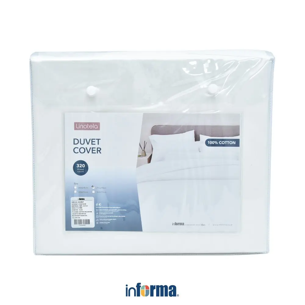 Linotela 240x210 cm Duvet Cover Katun - Putih Sarung Selimut Katun Perlengkapan Tidur Bedroom Linen