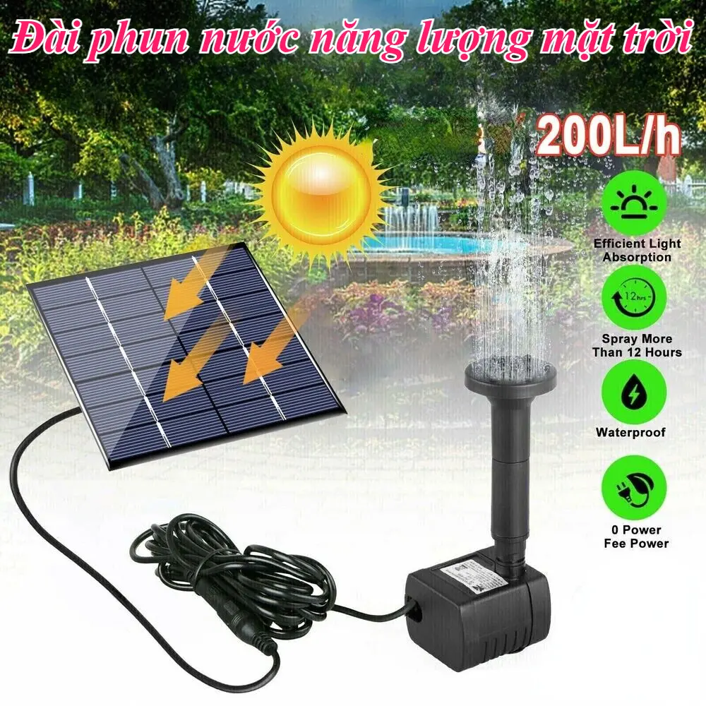 Đài Phun Nước Năng Lượng Mặt Trời Ngoài Trời, 1.2W, Máy Bơm Nước Nổi Chìm, Thích Hợp Cho Bồn Tắm Cho Chim, Ao Và Bể Cảnh Quan, Đài Phun Nước Trang Trí Sân Vườn
