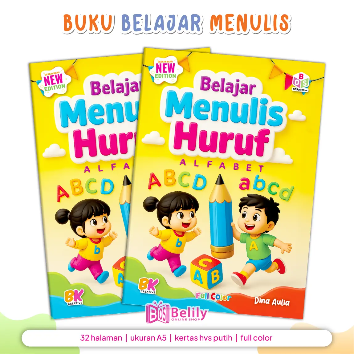 Belajar Menulis Huruf Alfabet - Persiapan Masuk SD Buku Anak (BK)