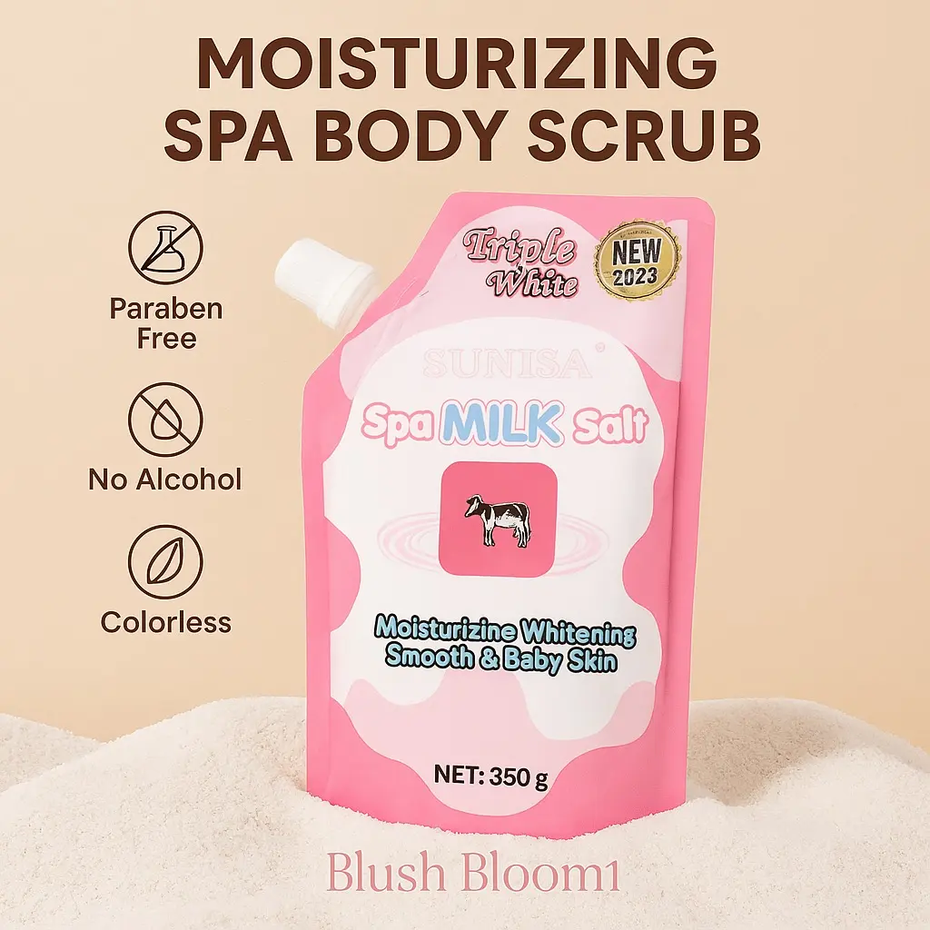 Spa Milk Salt Triple White Body Scrub 350g | Exfoliating & Moisturizing Formula for Smooth, Bright, Baby-Soft Skin | Paraben-Free, No Alcohol, Gentle Whitening Care for All Skin Types