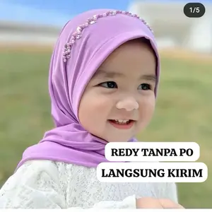 Harumi Hijab Instan Payet Anak Segitiga Instan Muslimah Bahan Jersy Premium ORI Panjang Depan 65cm Belakang 55cm Lingkar Wajah 22cm untuk Usia 1-4 Tahun Dewasa Variasi Pashmina