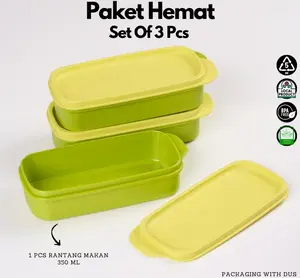 KOTAK MAKAN BEKAL  MINI POLOS 3 PCS  350 ML .1 paket  isi 3 pcs 1 warna .NICO SHOPPING