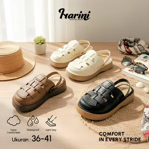Sandal Slop Mewah Karet Jelly Wanita Sendal Selop Slip On Flat Sepatu Sendal Kerja Import 333-X1