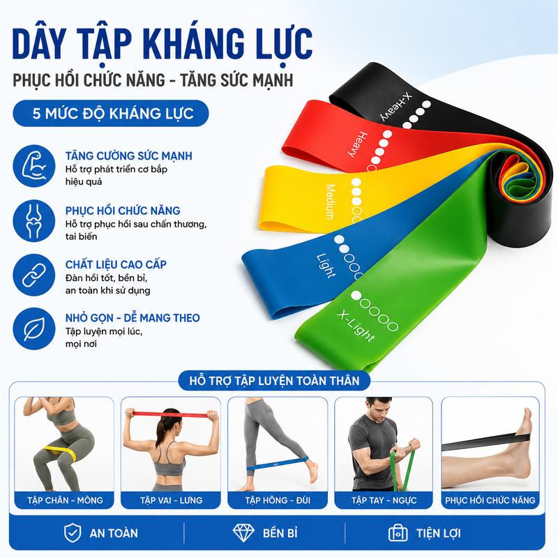 Dây tập kháng lực, phục hồi chứ năng, tăng sức mạnh DKLREP