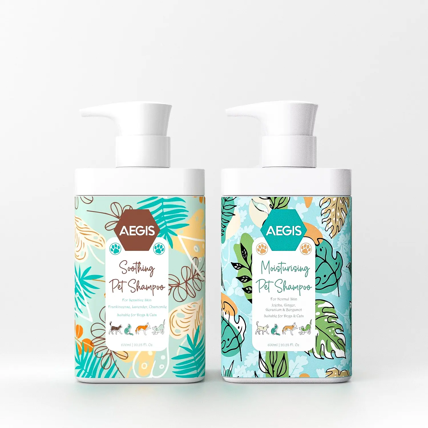 Aegis Pets Moisturizing Shampoo 600ml Essential Oil Based, Improve Coat Health, Volumizing, Anti-Microbial, Sulphate and Paraben Free