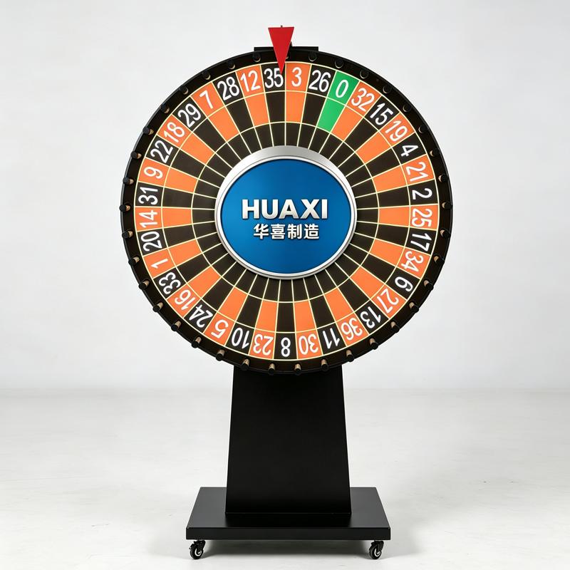 `HUAXI bánh xe quay thưởng bằng tay xoay, kích thước 1200 mm Đi kèm đèn LED màu…