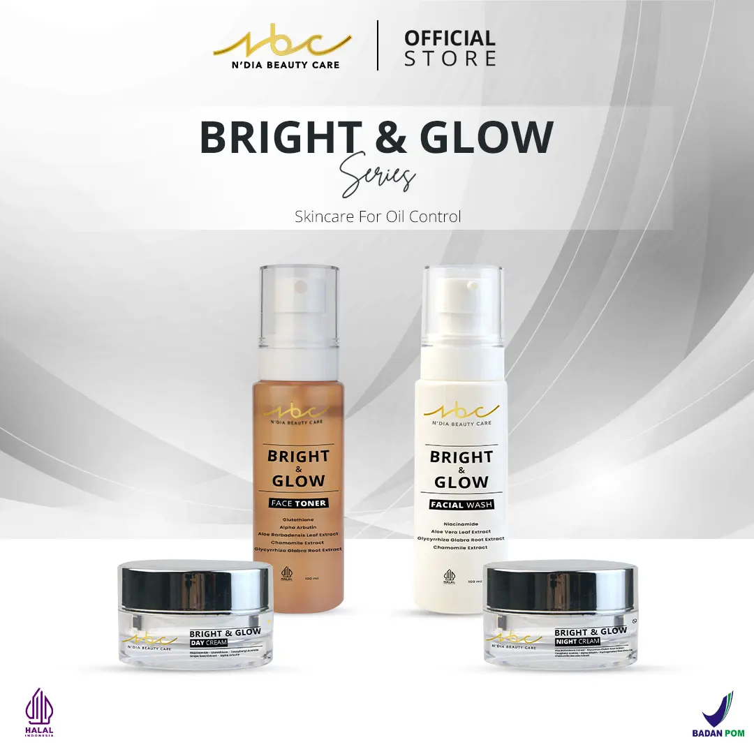 BRIGHT & GLOW BY NBC N'DIA BEAUTY CARE | UNTUK KULIT KUSAM DAN BERMINYAK |  OIL CONTROL KIT